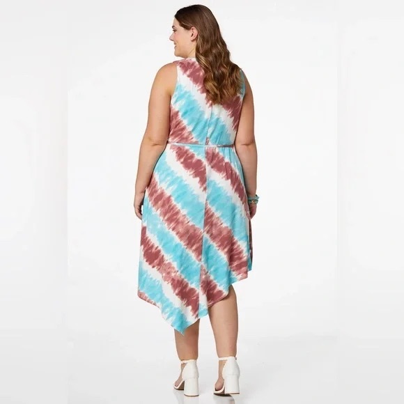 Cato | Plus Size Asymmetrical Tie Dye Dress Various Sizes Available - Picture 2 of 3